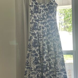 STAUD Blue and White Floral Dress